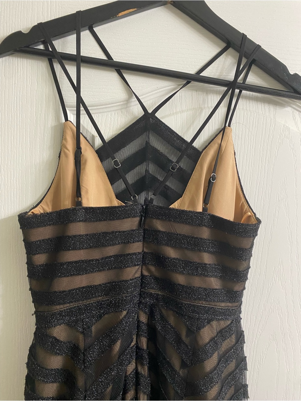 BCBGMAXAZRIA Metallic BlackTulle Chevron High-Low Evening Fairy Dress Elegant 0 - Picture 13 of 16